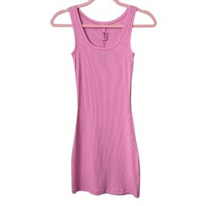 skims pink rhinestone dress Skims + Rhinestone Logo Pointelle Mini Slip Dress